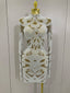 Alessia Pearl Rhinestone Mesh Long-Sleeve Mini Dress