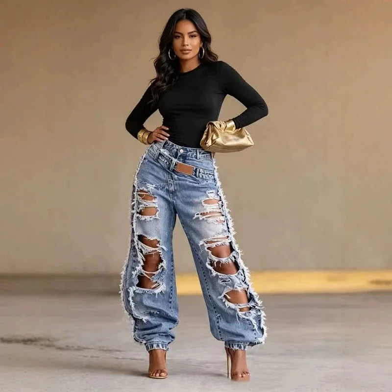 Annika Double-Waist Tie-Up Jeans One-piece Secondary image