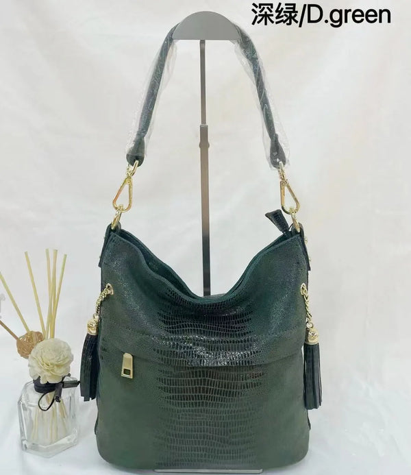 Lucienne Embossed Leather Bucket Bag