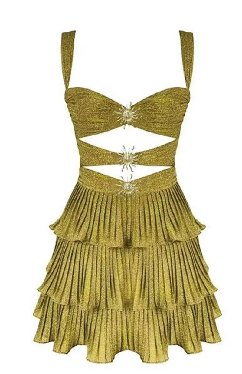 Reina Starfish Sequin Cutout Ruffle Mini Dress