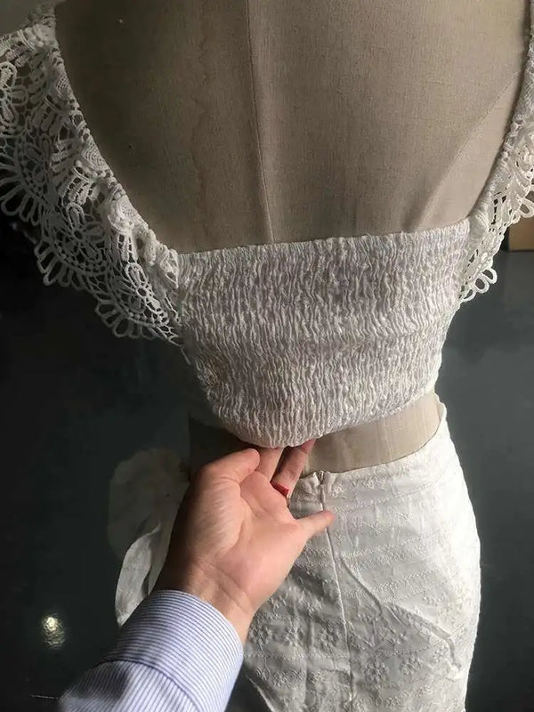 Odette Lace Cutout Top & Mini Skirt Two-piece