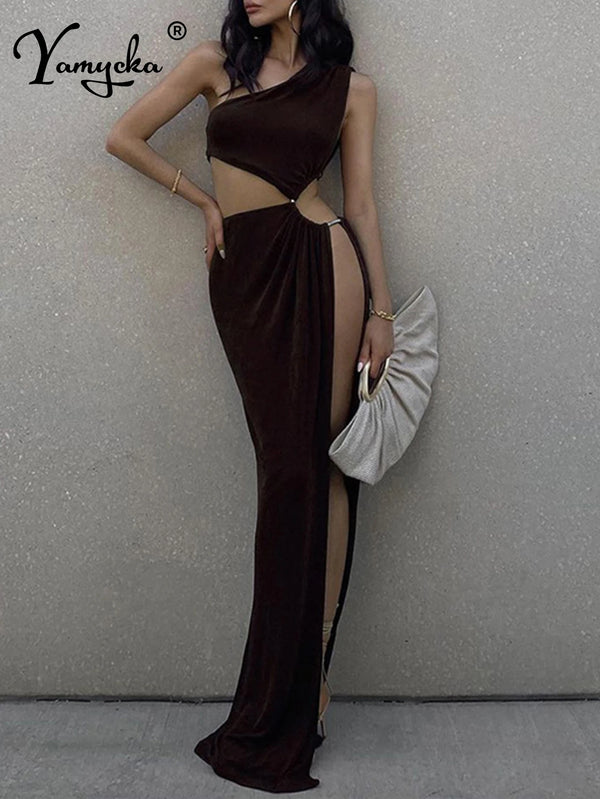 Aurelia One-Shoulder Backless Bodycon Maxi Dress