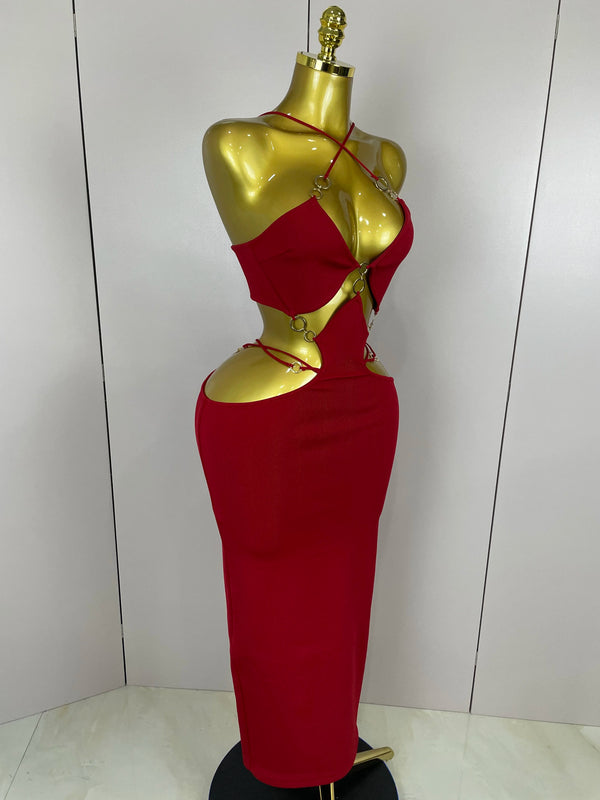 Helena Asymmetrical Cutout Bodycon Maxi Dress