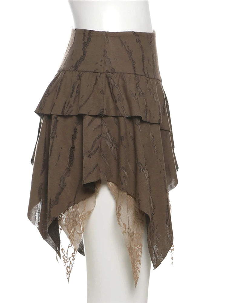 Brielle Mesh-Ruched Asymmetric Mini Skirt One-piece