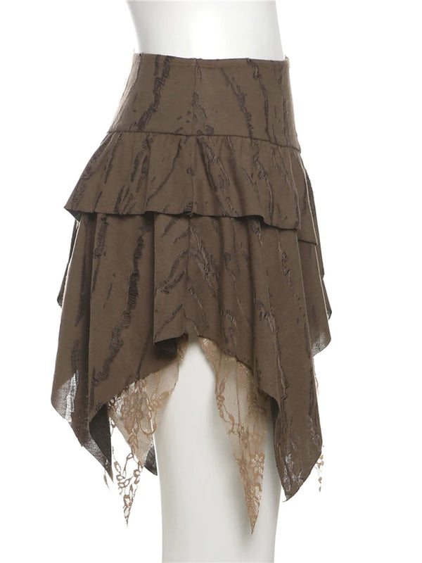 Brielle Mesh-Ruched Asymmetric Mini Skirt One-piece