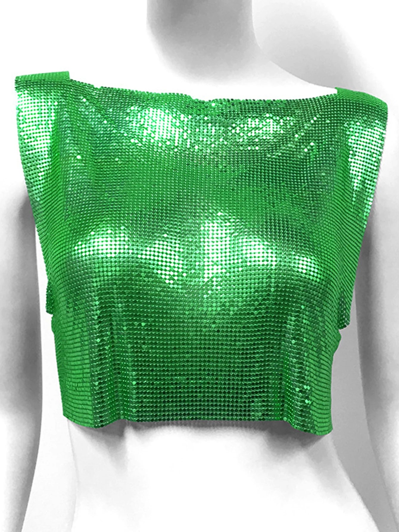 Yvette Metal-Sequin Cropped Tank Top One-piece