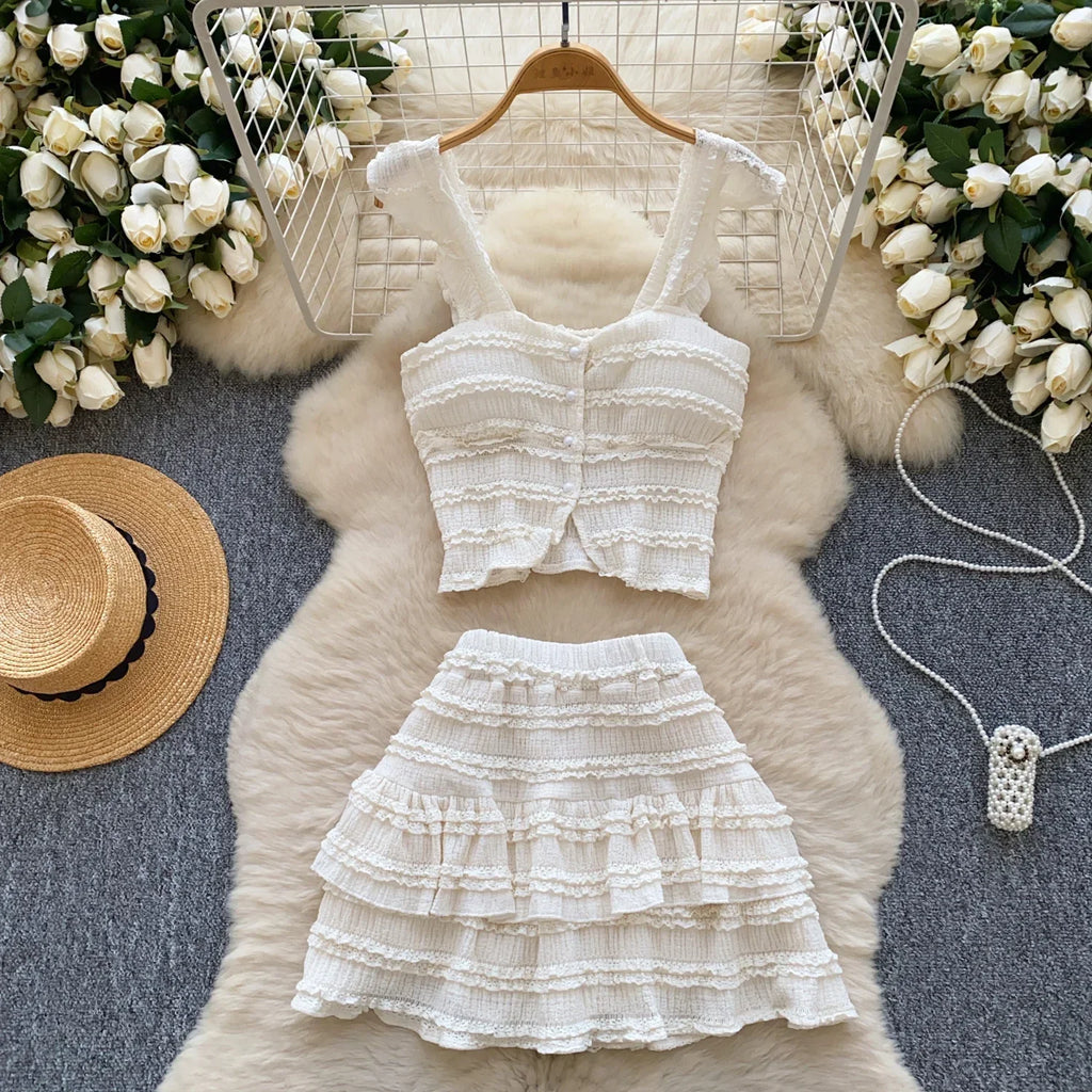 Marcelline Strapless Ruffle Top & Mini Skirt Two-piece