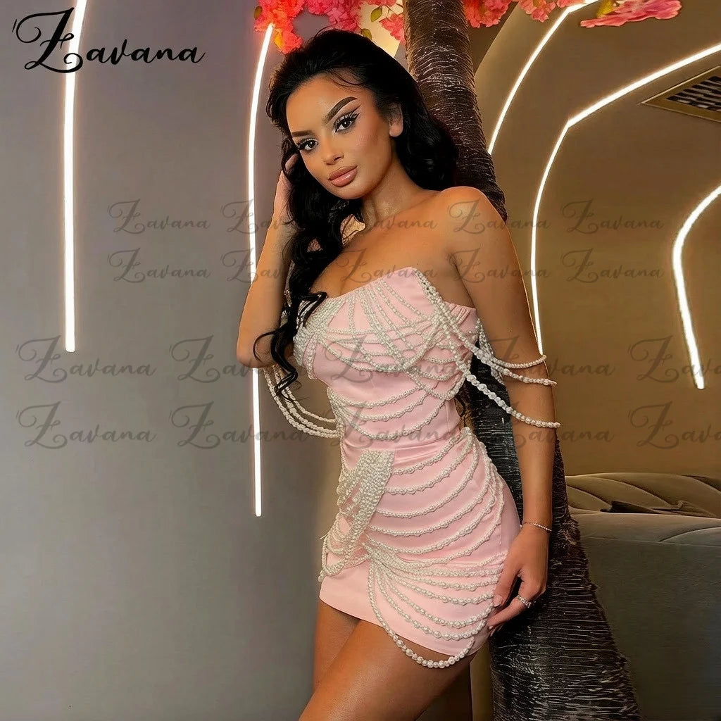 Odessa Beaded Scoop-Neck Homecoming Mini Dress