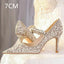 Crystal Women Wedding Pumps One Strap Pointed Toe Famous Shoes Ladies Elegant Spring Summer Stiletto Heels Pumps Bride Balanced