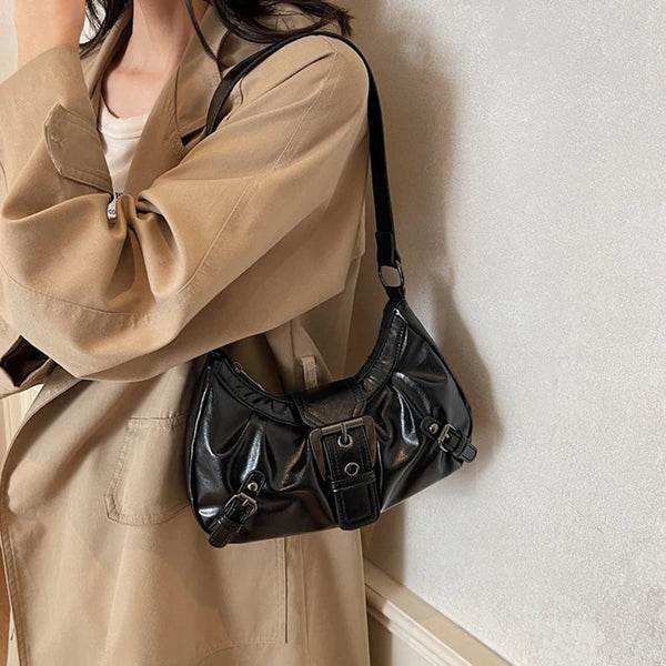 Y2K Retro Pleated Hobo Shoulder Bag for Women Hot Selling Maillard Style Underarm Bag Clutch Handbags for Travel Work Shopping
