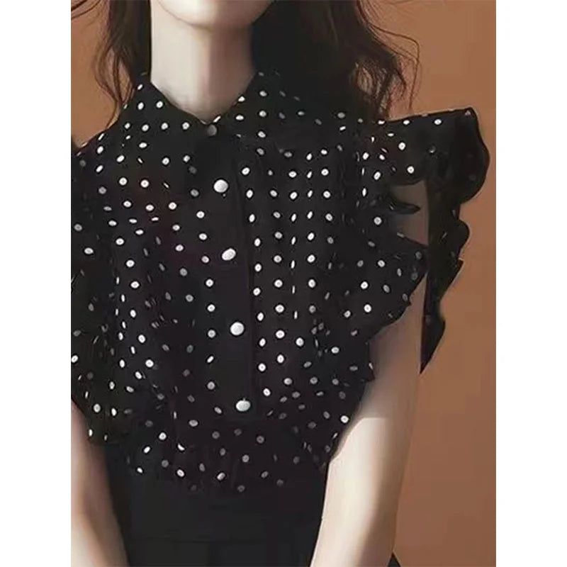 Harlow Polka Dot Short-Sleeve Blouse One-piece