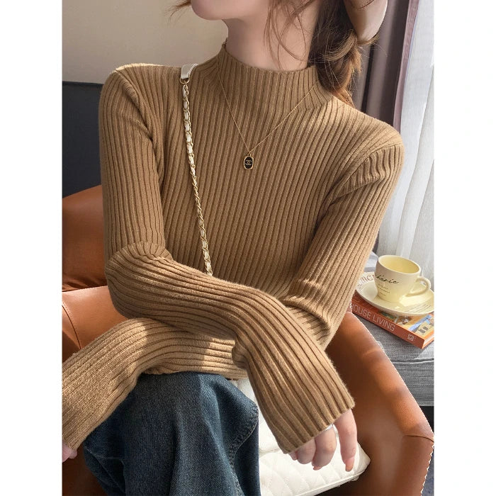 Clementina Slim Twist-Rib Knit Turtleneck Sweater One-piece