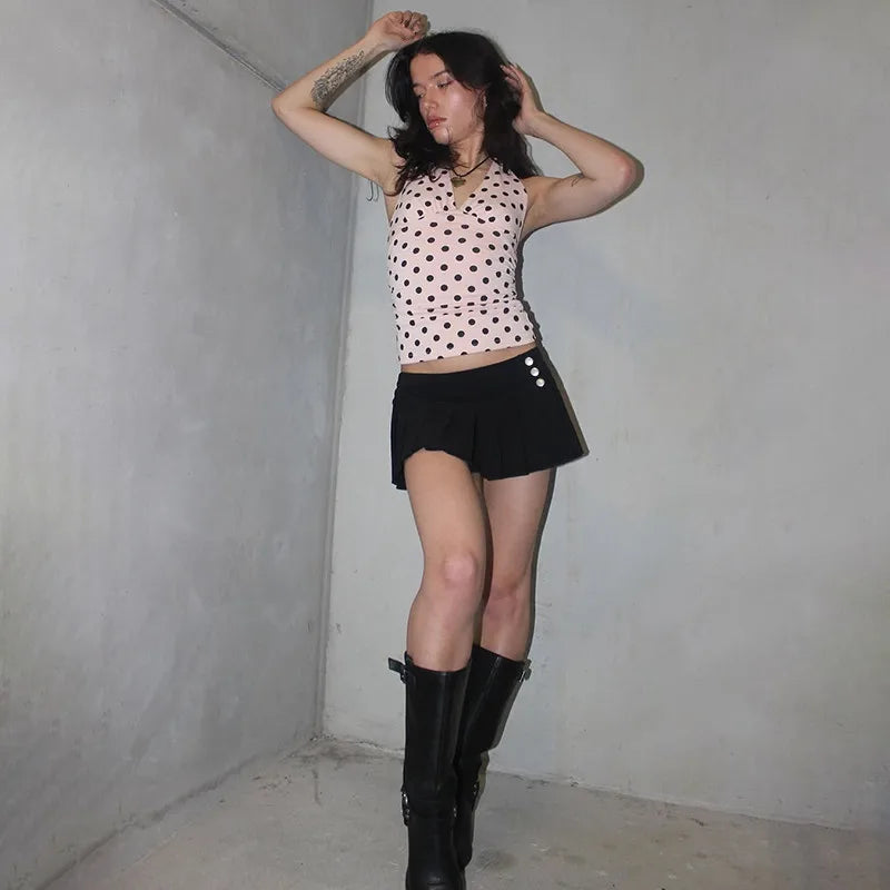 Sophie Mocha Polka Dot Halter Top