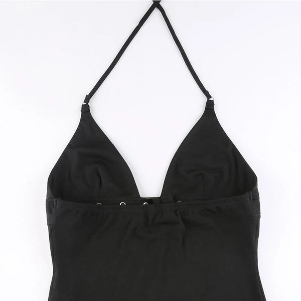 y2k Bandage Crop Top Black Backless  Top Lace Up Cute Party Beach Summer Sweats Women Retro Basic Mini Vest Punk