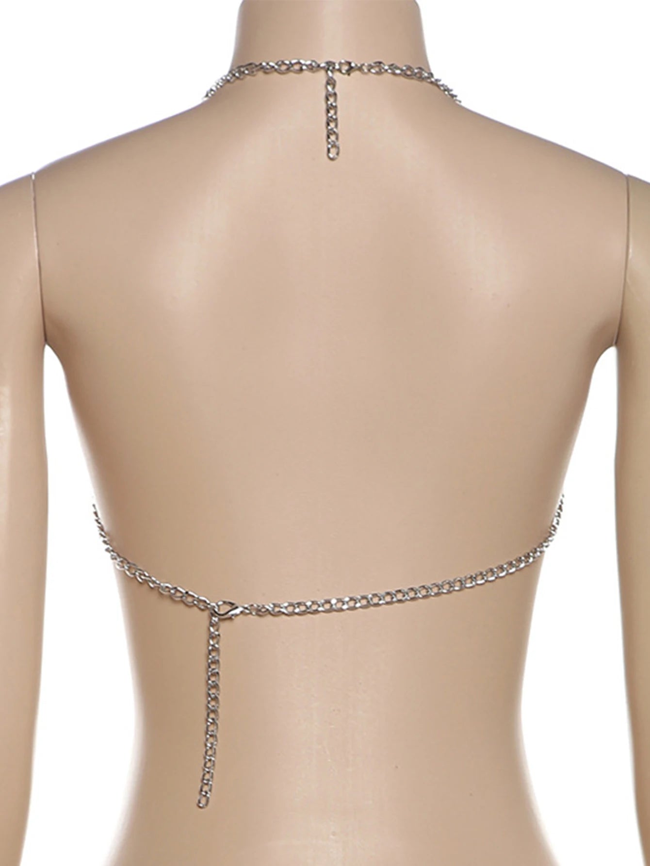 Nyx Silver Chain Halter Crop Top One-piece