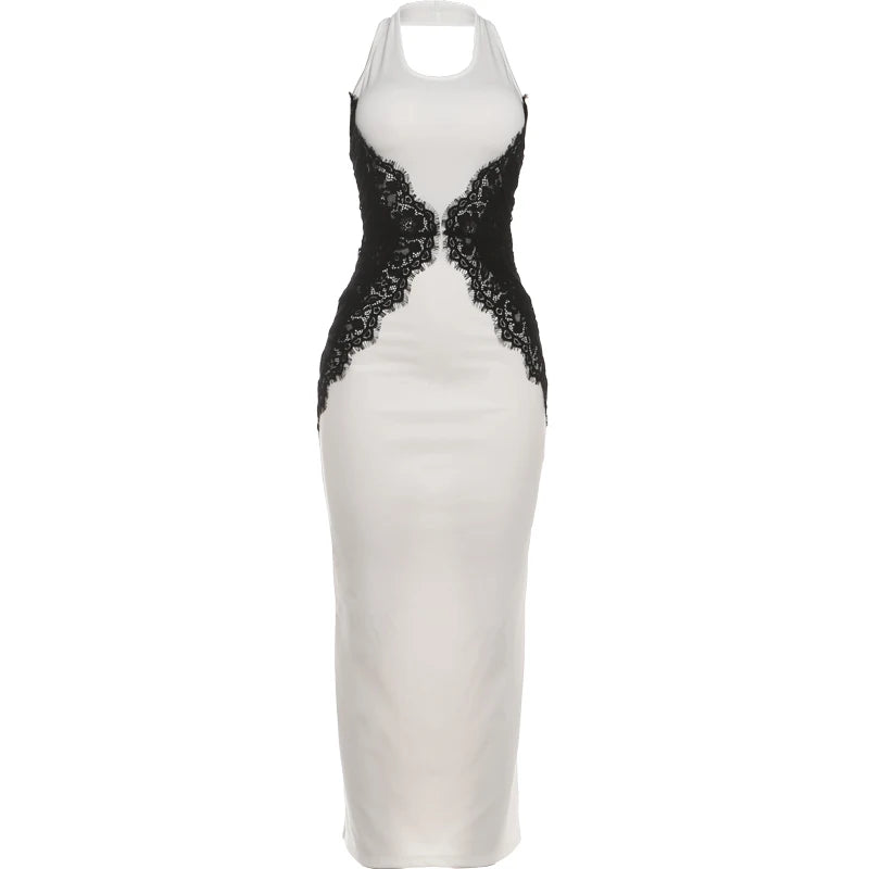 Alina Noir Lace Bodycon maxi Dress