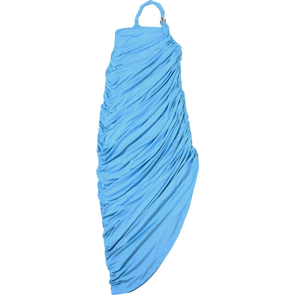 Mafalda Twisted One-Shoulder Ruched High-Slit Maxi Dress