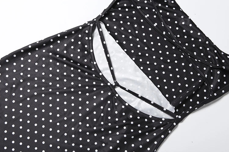 Sabeline Polka-Dot Strappy Backless Bodycon Cami Mini Dress