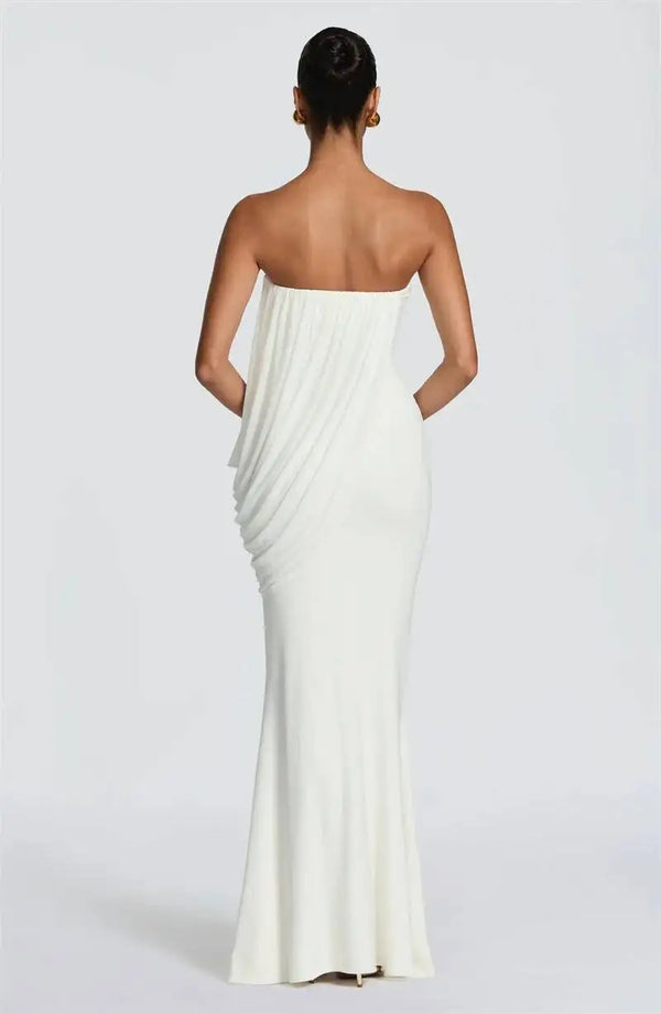 Valentina Draped Strapless Mermaid Maxi Dress