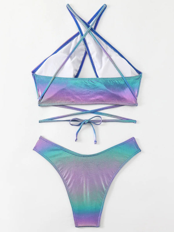 Sapphira Faux-Leather Wrap Bikini Two-piece