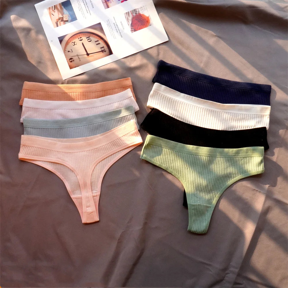 Mirelle Ribbed Cotton Thong Pack Lingerie 3-piece Secondary image