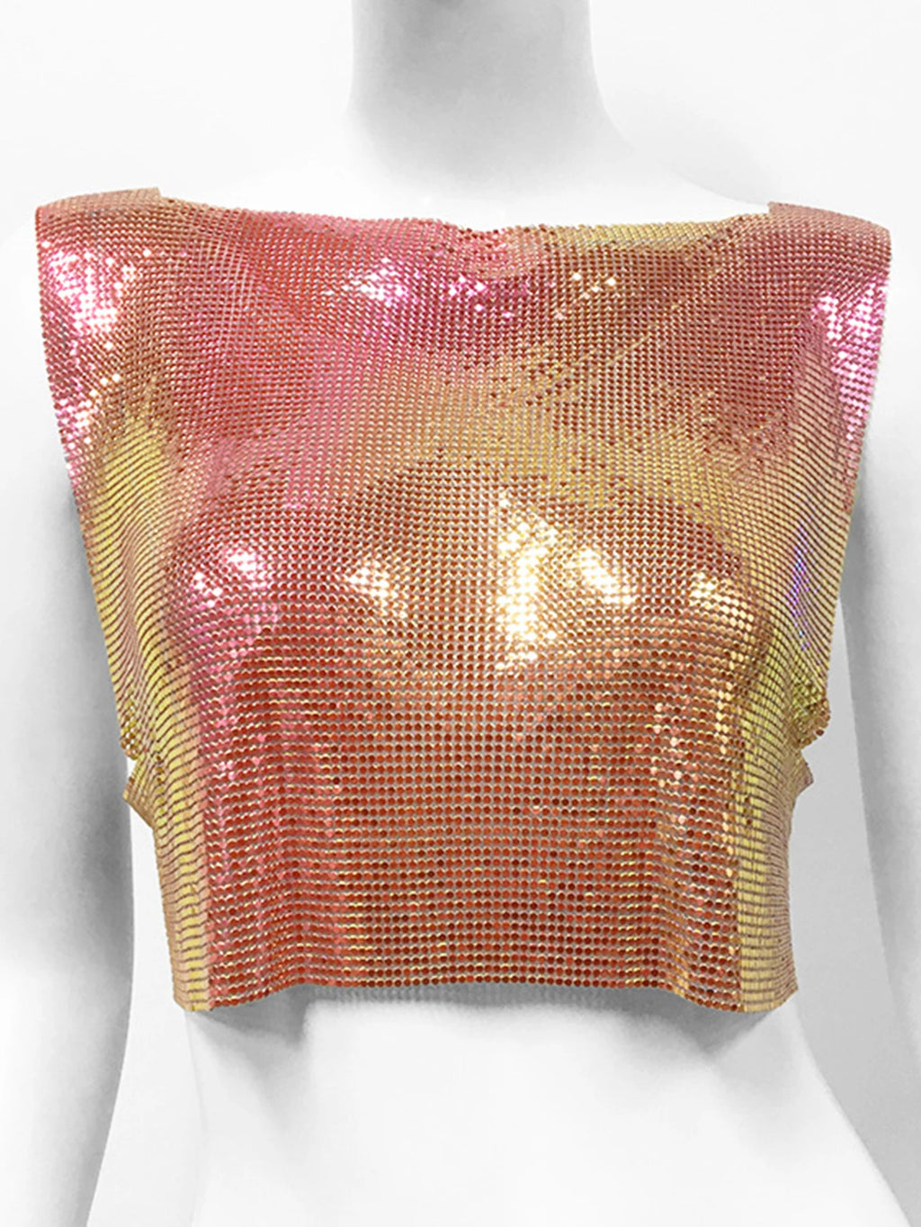 Yvette Metal-Sequin Cropped Tank Top One-piece
