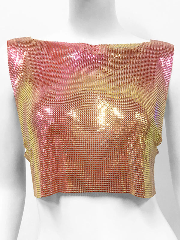 Yvette Metal-Sequin Cropped Tank Top One-piece