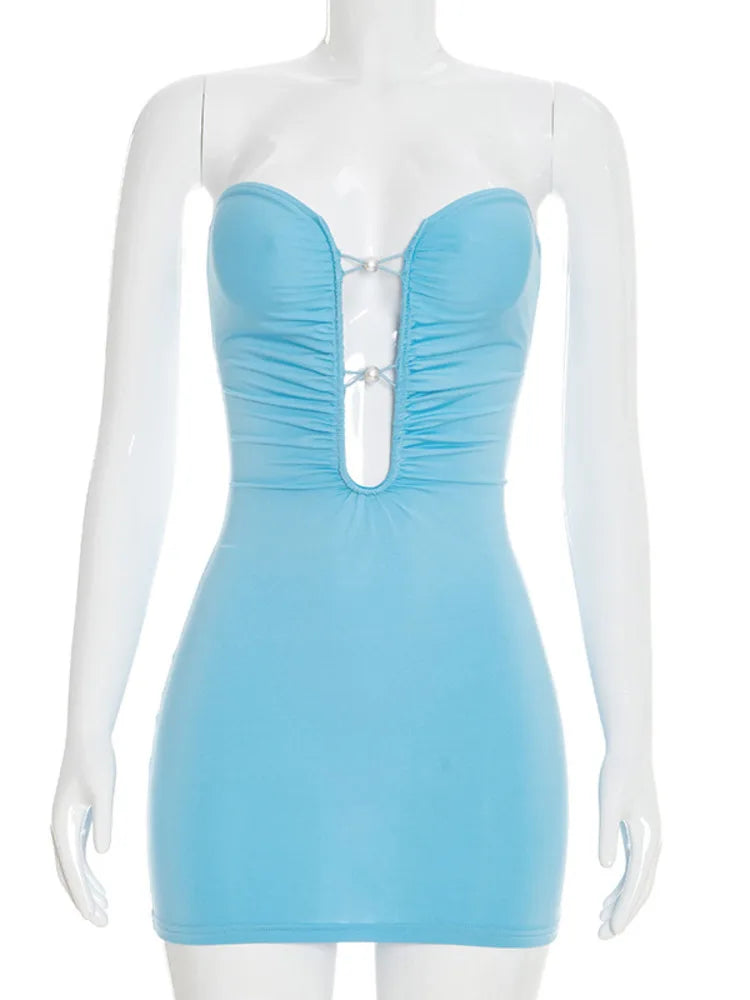 Odessa Ruched Strapless Bodycon Mini Dress