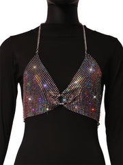 Sequin Rhinestone Bra Women Tee Gothic Blusas Corset Ladies Shirt Camis Party Woman Clothes y2k Crop Tops Ropa Club Tank Top