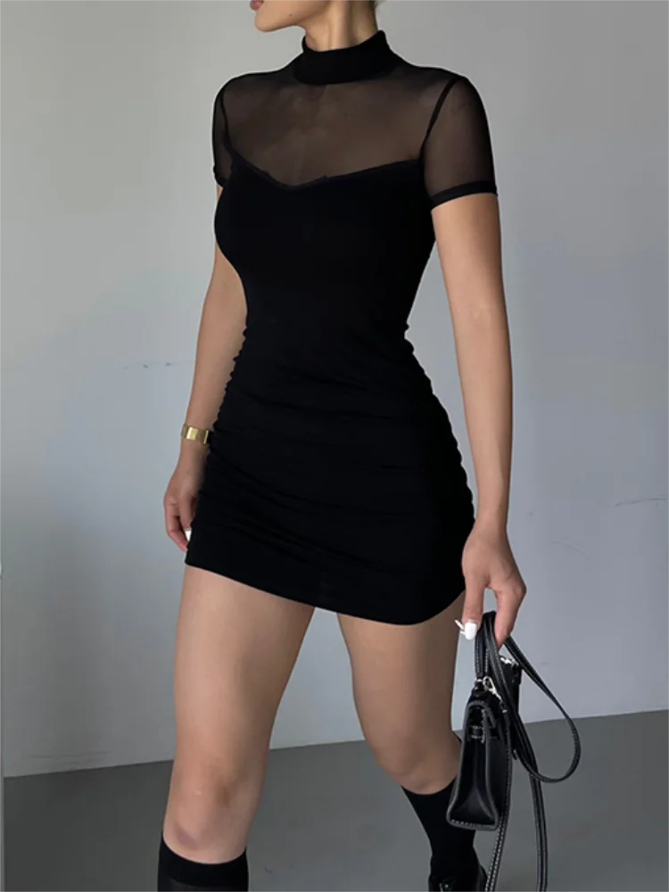 Nyla Mesh Panel Bodycon Mini Dress