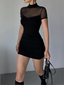 Nyla Mesh Panel Bodycon Mini Dress