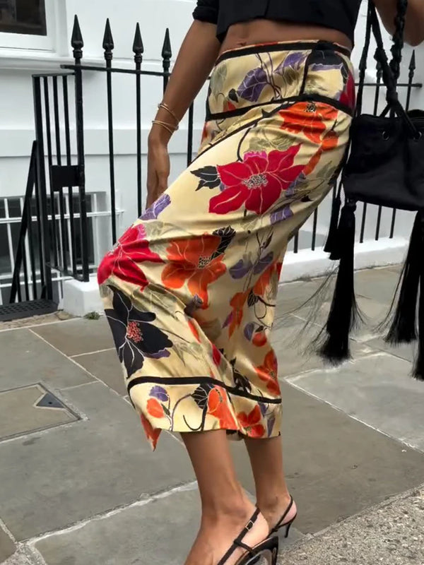 Hermione Floral Asymmetrical Fringe Midi Skirt One-piece