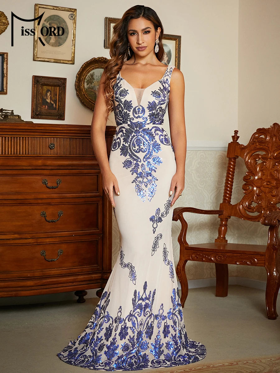 Valentina Sequin Mermaid Maxi Dress