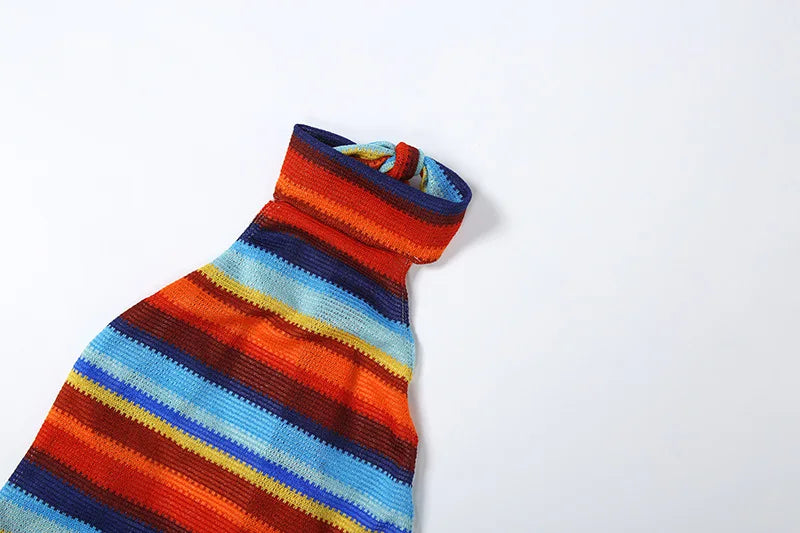 Solenne Striped Knit Halter Bodycon Mini Dress