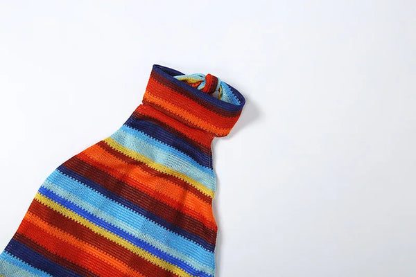 Solenne Striped Knit Halter Bodycon Mini Dress
