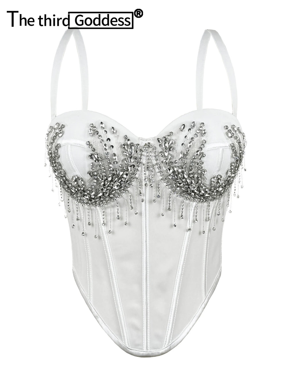 Sexy white rhinestone corset crop top women summer night club party tops for woman clothing black halter tanks top streetwear