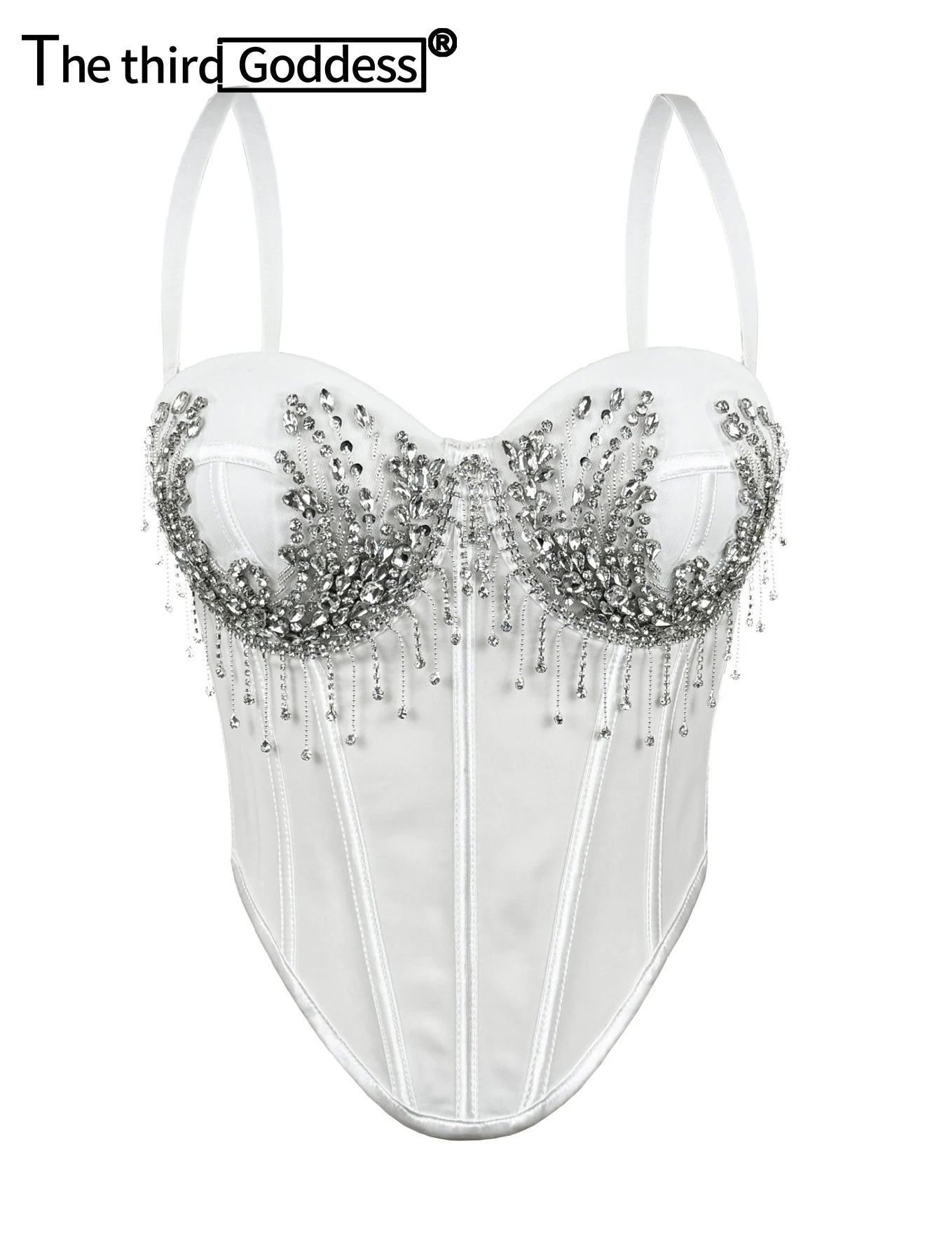 Sexy white rhinestone corset crop top women summer night club party tops for woman clothing black halter tanks top streetwear