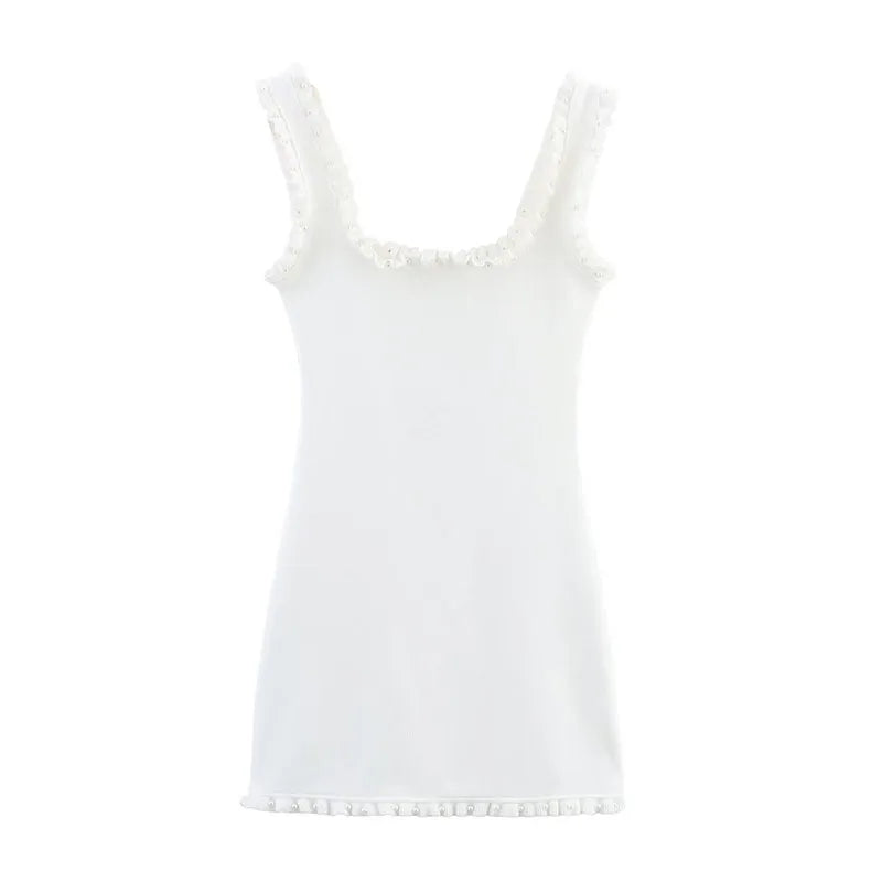 Isabeau Flower-Trim Square-Neck Bodycon Mini Dress