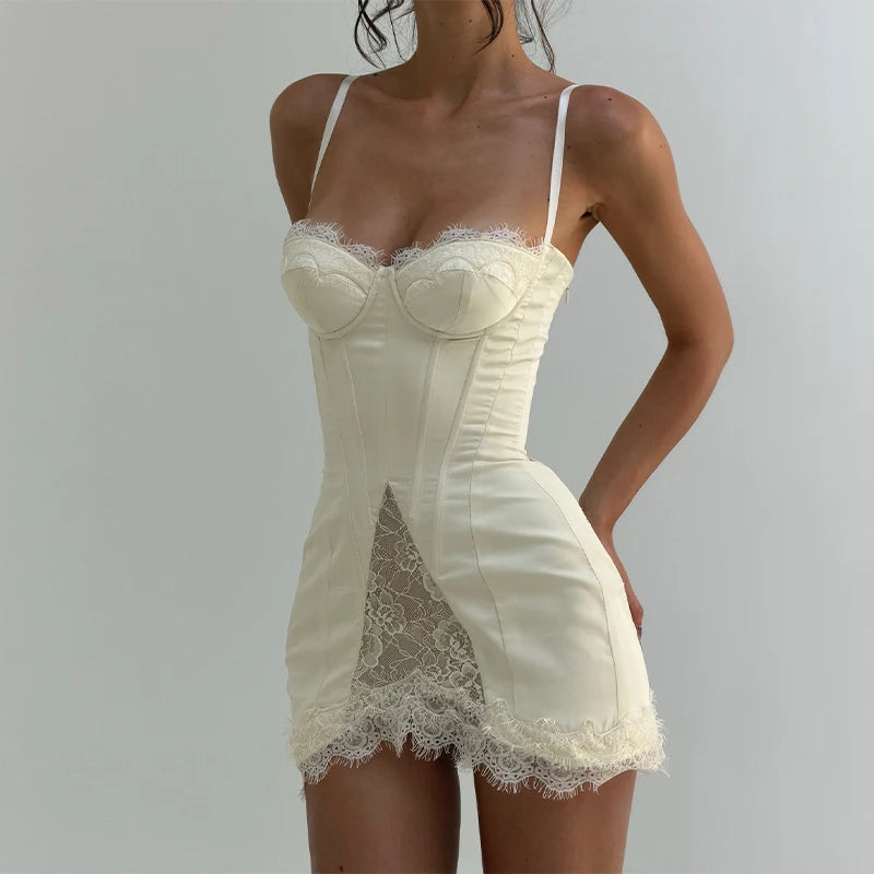 Klementyna Lace-Cup Bustier Cami A-Line Mini Dress