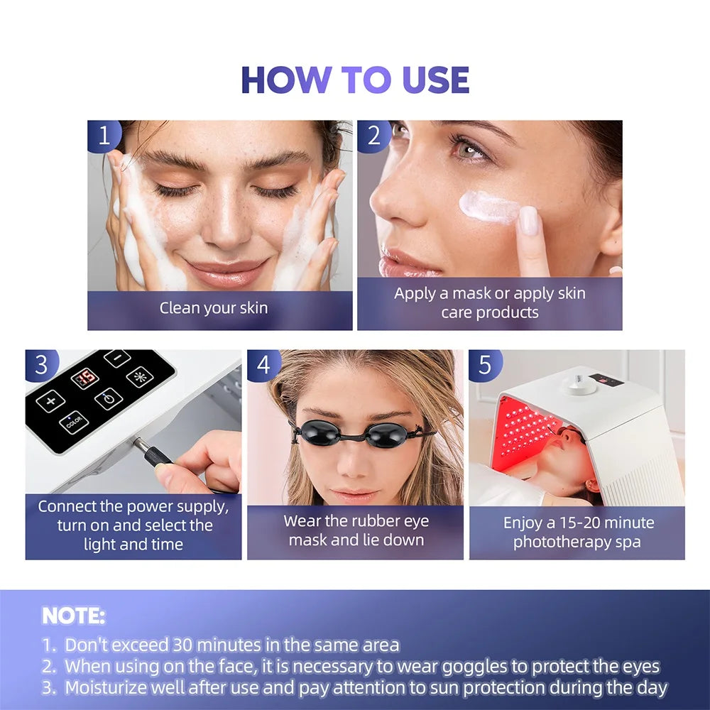 Foldable 7-Color LED Face & Body Light Panel with Mist Sprayer