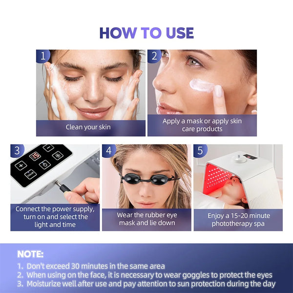 Foldable 7-Color LED Face & Body Light Panel with Mist Sprayer
