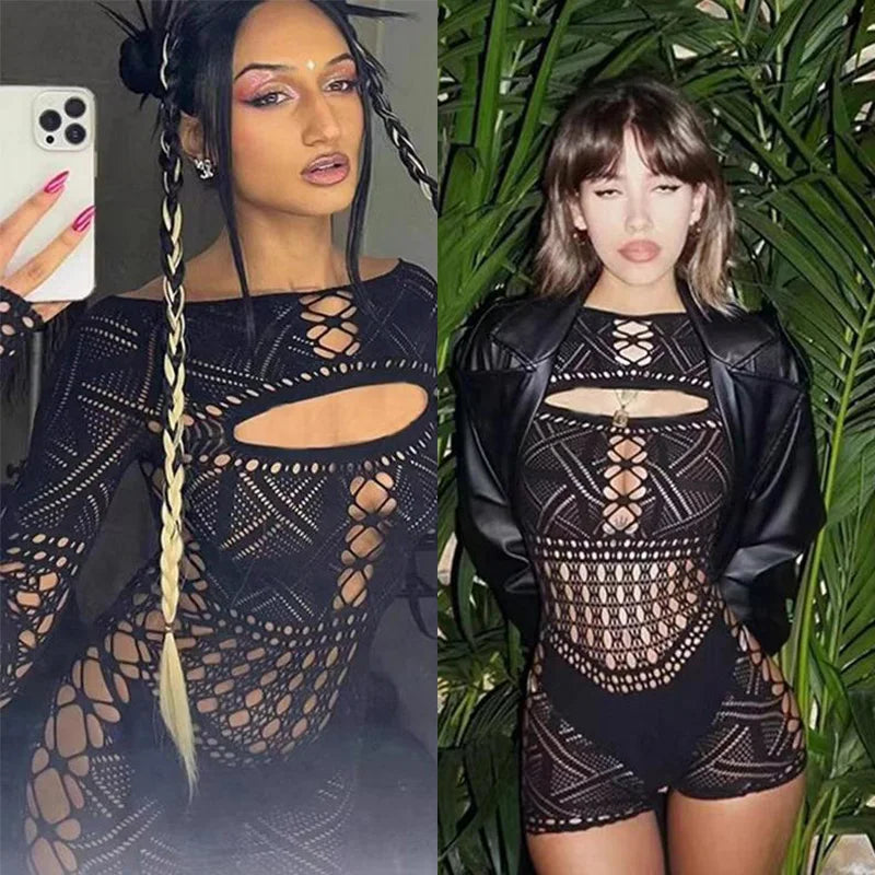Raven Lace-Up Spaghetti-Strap Bodycon Mini Dress Main image