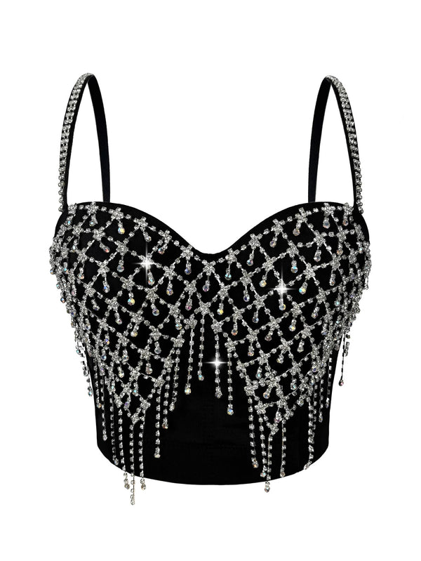 Sexy halter rhinestone corset crop top women summer nightclub party tank tops woman 2026 y2k clothes bra top hotwife street wear