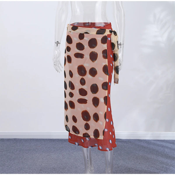 Marlowe Animal Print Wrap Midi Skirt One-piece