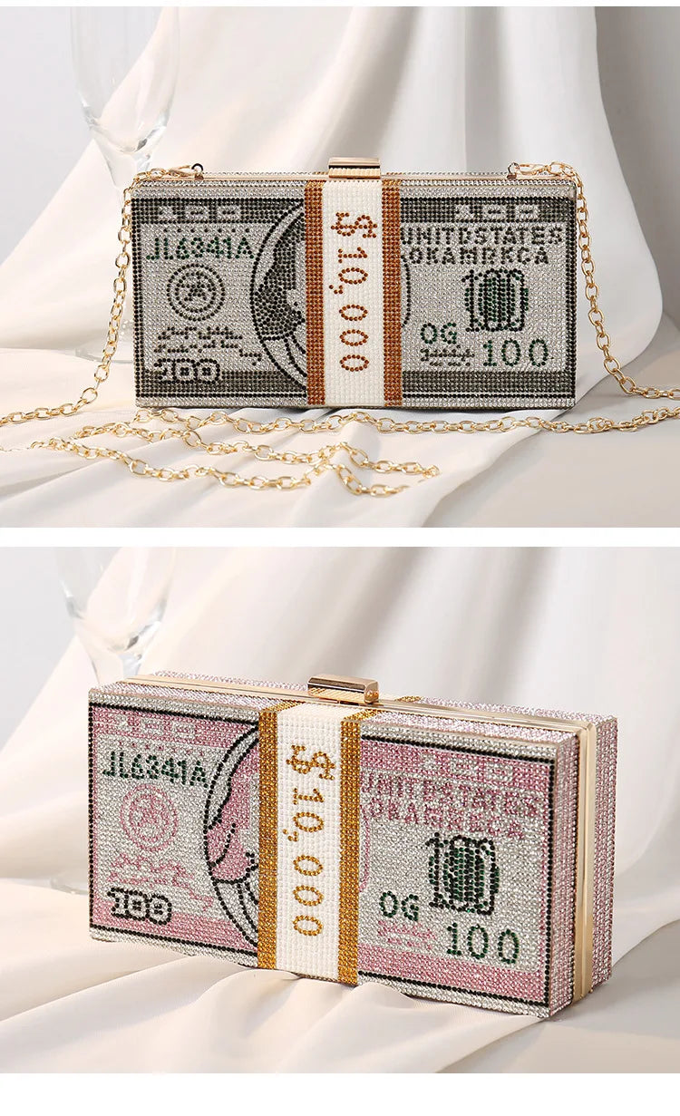 Odessa Crystal Money-Stack Box Clutch