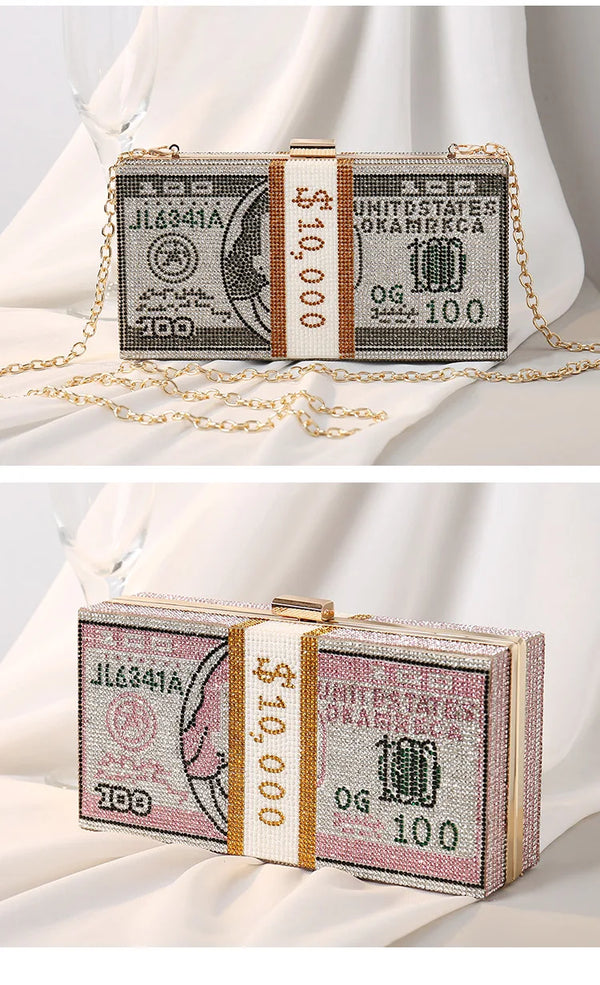 Odessa Crystal Money-Stack Box Clutch