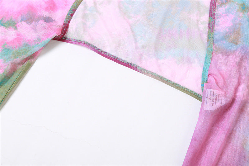 Gwynedd Y2K Ruffle Tie-Dye Crop Top & Wrap Mini Skirt Set