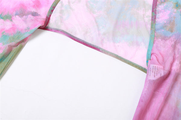 Gwynedd Y2K Ruffle Tie-Dye Crop Top & Wrap Mini Skirt Set