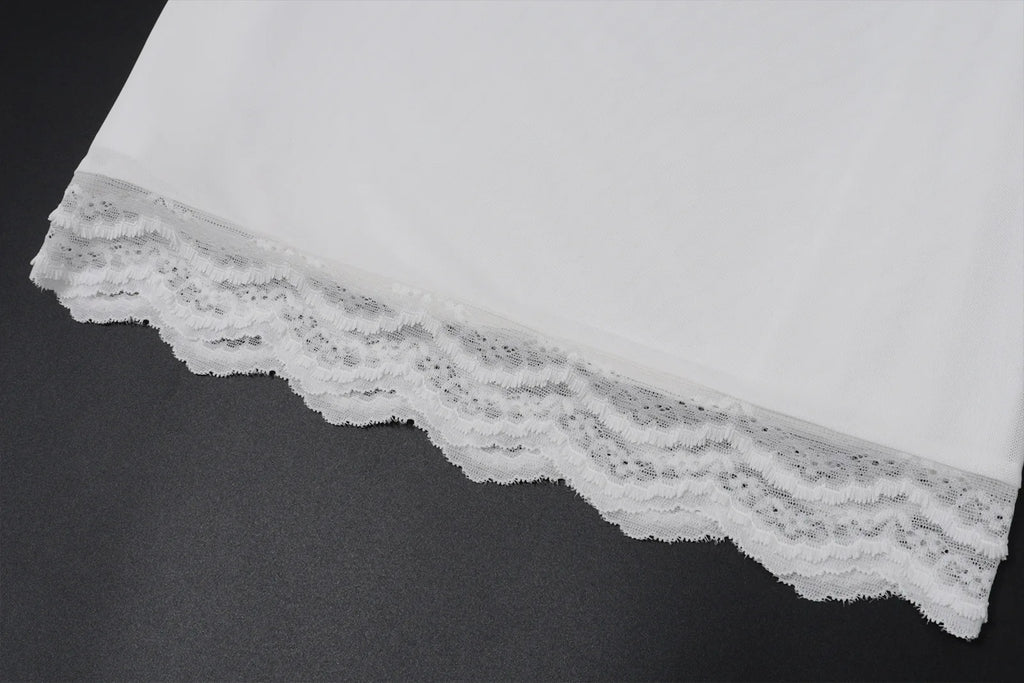 Celine Lace-Trim Deep-V Midi Skirt Set Two-piece