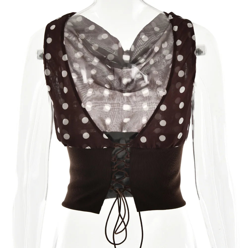 Luna Polka Charm One-Shoulder Top